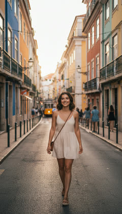 The same AI influencer on a city street, a second post photo